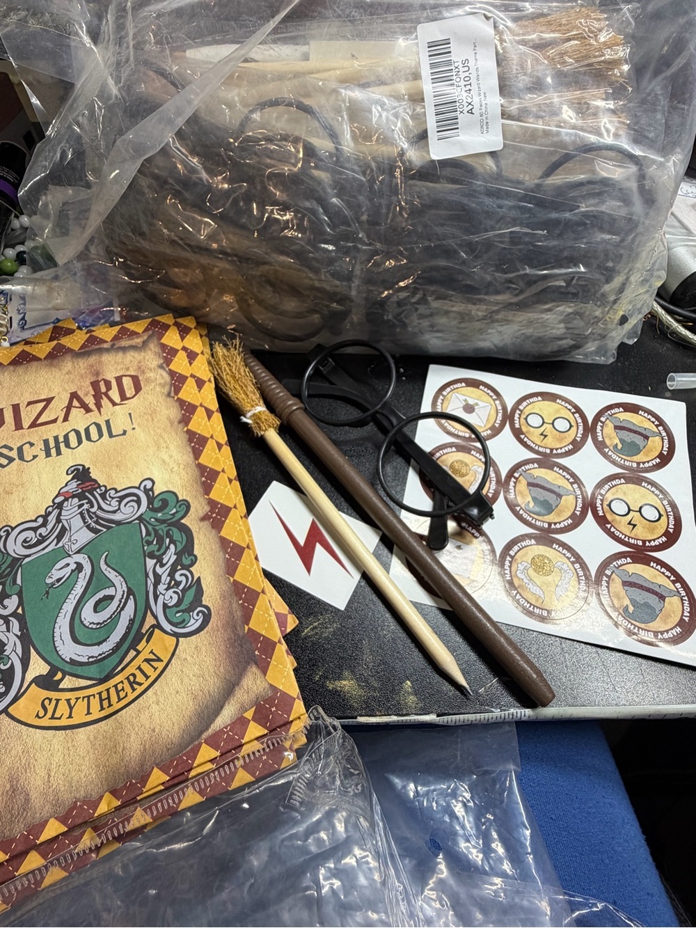Slytherin Green Party Accessory Kit with Stickers and Wands